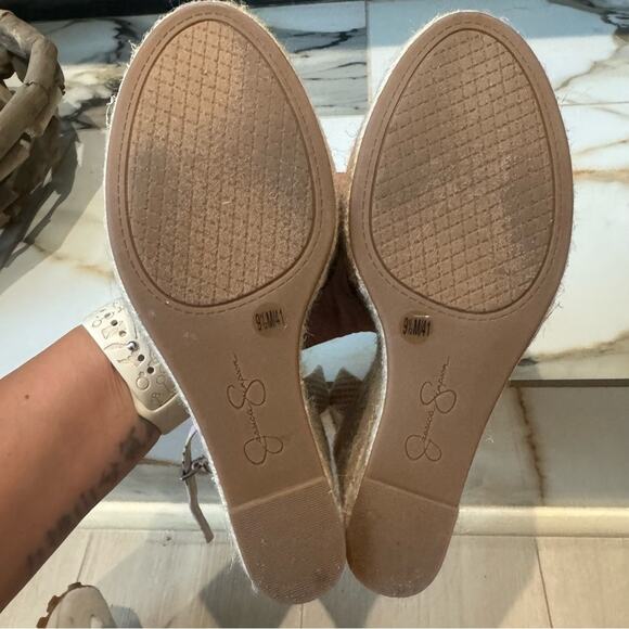 Jessica Simpson Women's Pink Green floral espadrille wedge heel sandals Size 9.5 - Picture 5 of 6